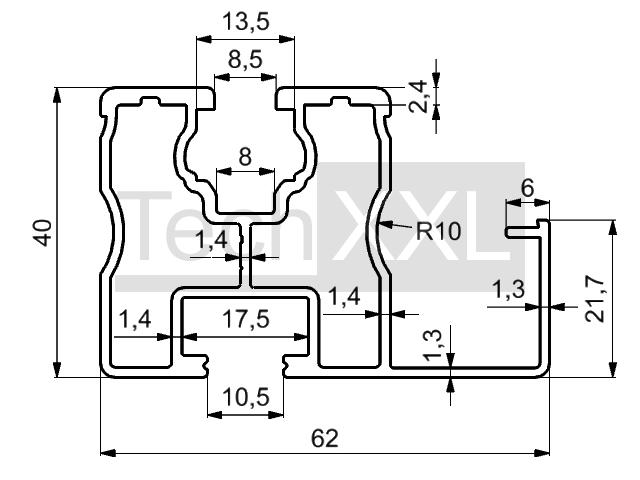 Solarschiene 40x40 2N N-I-KK wie HSOP64